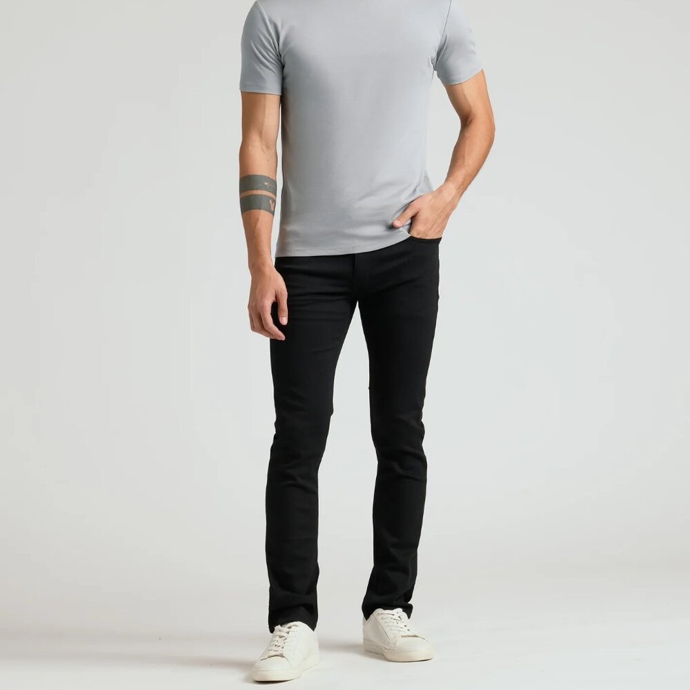 Premium Straight Fit Black Cotton Stretch Jeans by Image 40x32 NWT